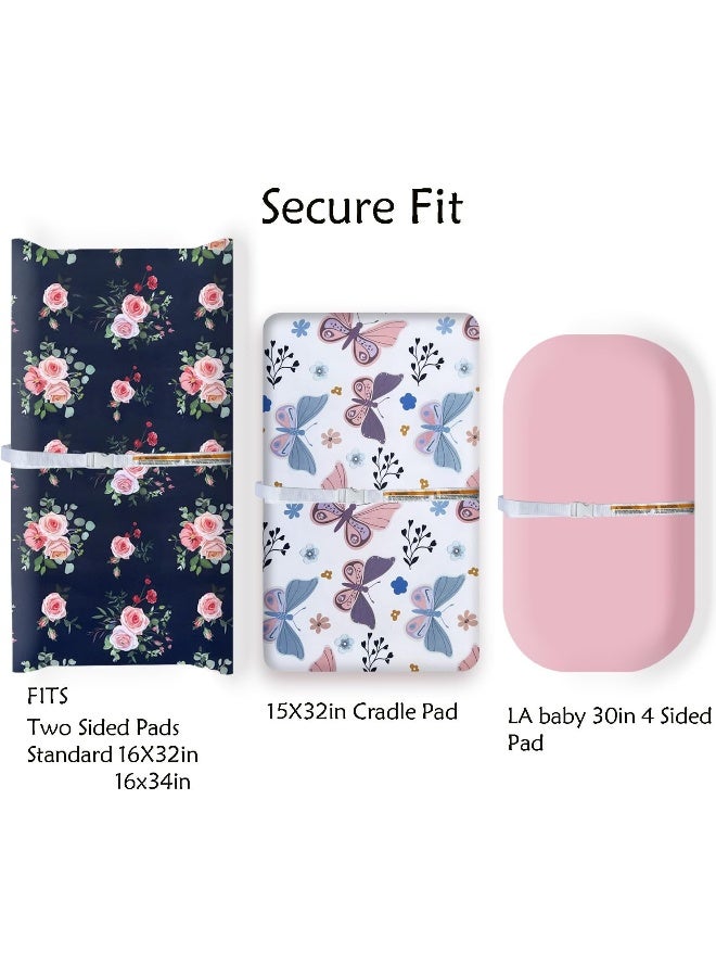 AMROSE 3 Pack Easy Care Changing Pad Covers, Ultra Soft Microfiber Diaper Change Table Sheets for Baby Girls, Floral & Butterfly & Pink - Image 5